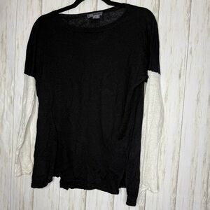 Vince linen Black and White Long Sleeve Top